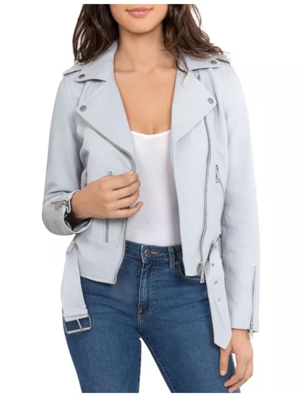 BAGATELLE NYC Belted Leather Biker Motto Jacket Medium